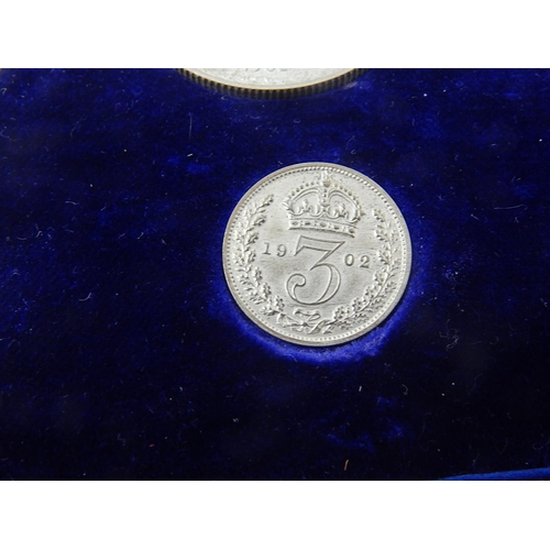 171 - Edward VII 1902 Matt Proof set From Crown to Sixpence including Maundy Money Set in maroon fitted Ro... 