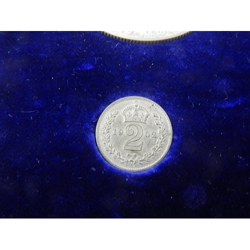 171 - Edward VII 1902 Matt Proof set From Crown to Sixpence including Maundy Money Set in maroon fitted Ro... 