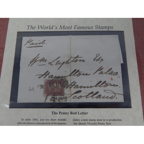 90 - The World's Most famous Stamps - The Penny Red Letter in Westminster Presentation folder with COA