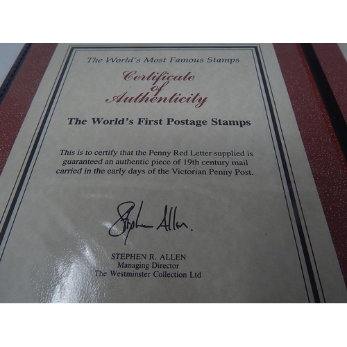 90 - The World's Most famous Stamps - The Penny Red Letter in Westminster Presentation folder with COA