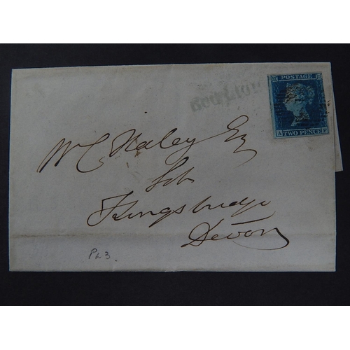 103 - Superb Queen Victoria Twopenny Blue July 1849 on cover addressed to Devon, rare thus