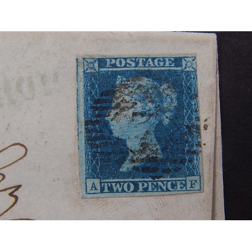 103 - Superb Queen Victoria Twopenny Blue July 1849 on cover addressed to Devon, rare thus