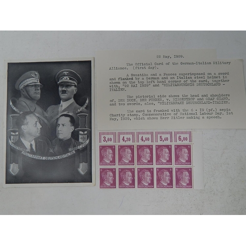 106 - Adolph Hitler Third Reich Postcard - The Official Card of the German-Italian Military Alliance (Firs... 