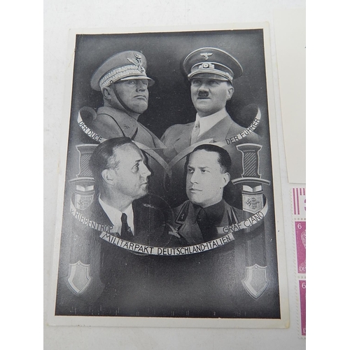 106 - Adolph Hitler Third Reich Postcard - The Official Card of the German-Italian Military Alliance (Firs... 