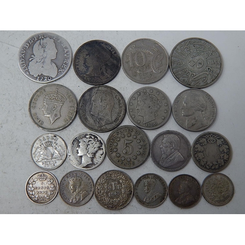 112 - France 1720 Silver Ecu; South Africa Paul Kruger Boar war Silver Sixpence 1895; USA 5 Cents 1868, 18... 