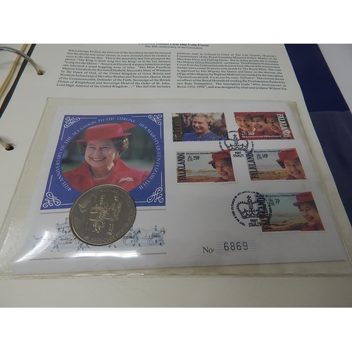 132 - Royal family Collection of 6 x Coin Covers plus some Mint Blocks of stamps, covers, etc housed in bl... 