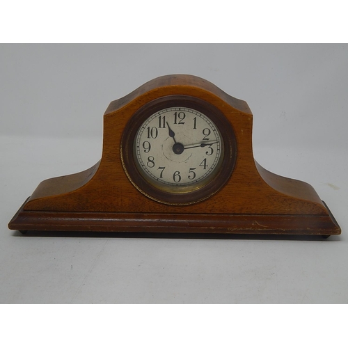 601 - 1920's Oak Cased Mantle Clock of Small Proportions: Measures 26cm wide: Working when catalogued.