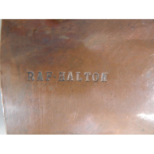 602 - RAF INTEREST: Copper Saucepan: Impressed RAF HALTON.