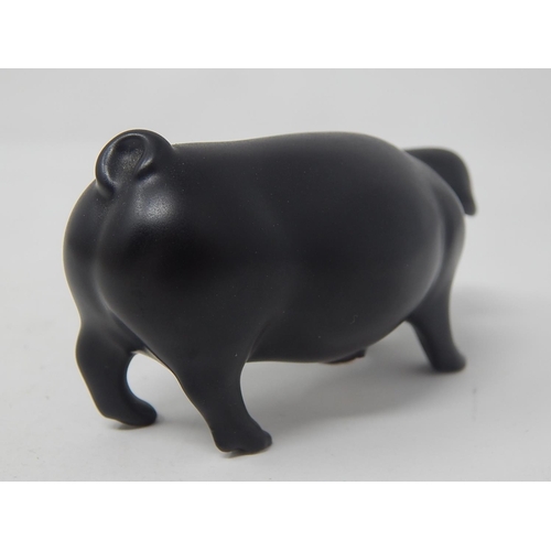 608 - ROYAL DUX: Black Pig with Trademark Pink Triangle to Underside: Measures 9cm.