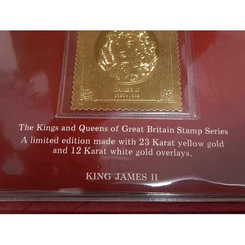 10 - The Kings and Queens of Great Britain Limited Edition of Stamps made with 23 Karat yellow Gold and 1... 