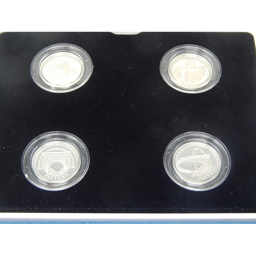 8 - UK Silver Proof Pattern One Pound collection in case with COA about as struck