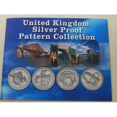 8 - UK Silver Proof Pattern One Pound collection in case with COA about as struck