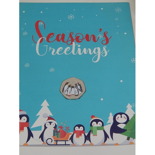 21 - 2018 Wren £2 coin in pack; 2017 Falkland Islands coloured 50p in pack; Gibraltar 2018 coloured 50p i... 