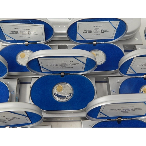 23 - Canada's Early years of aviation 10 silver $20 gold enhanced coins, all housed in their original cas... 
