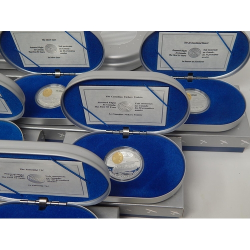 23 - Canada's Early years of aviation 10 silver $20 gold enhanced coins, all housed in their original cas... 