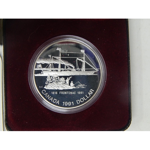 24 - Royal Canadian Mint silver dollars 1989 (2); 1990 (2); 1991 (2) all housed in their original cases a... 