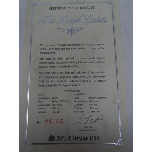 37 - The Royal Ladies Royal Australian Mint 5-Coin Proof Set in case with COA - all coins struck in .925 ... 