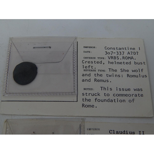 38 - A collection of 6 ancient coins profusely written up, complete with original invoices ( original pur... 