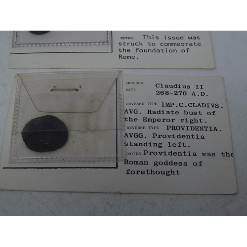 38 - A collection of 6 ancient coins profusely written up, complete with original invoices ( original pur... 