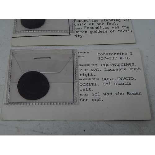 39 - A collection of 6 ancient coins profusely written up, complete with original invoices ( original pur... 