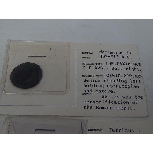 39 - A collection of 6 ancient coins profusely written up, complete with original invoices ( original pur... 