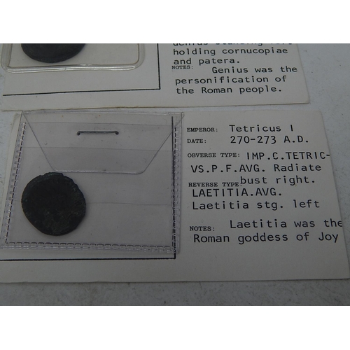 39 - A collection of 6 ancient coins profusely written up, complete with original invoices ( original pur... 