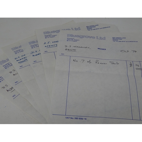 39 - A collection of 6 ancient coins profusely written up, complete with original invoices ( original pur... 