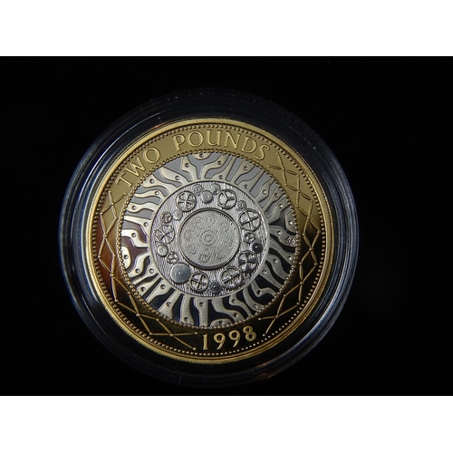 44 - 1998 Silver Proof 50p; 1990 Silver Piedfort 5 pence; 1998 Silver proof Britannia 20 pence; 1997 Silv... 