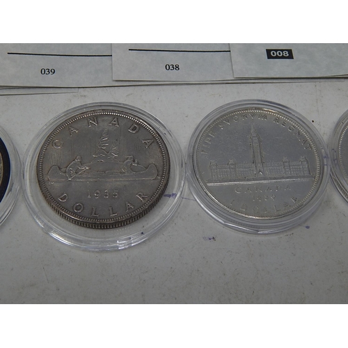 45 - Collection of Canadian Silver Dollars 1935, 1939, 1949, 1958, 1964, 1967 generally Extremely Fine or... 