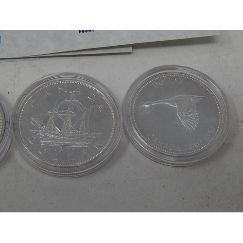 45 - Collection of Canadian Silver Dollars 1935, 1939, 1949, 1958, 1964, 1967 generally Extremely Fine or... 