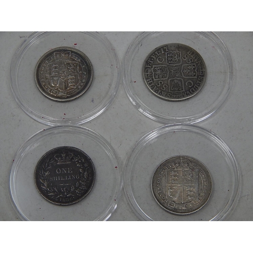 49 - George 1 Shilling; George 111 Shilling 1817; William IV Shilling 1836; Victoria Shilling 1890, gener... 