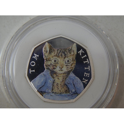 53 - Beatrix Potter Flopsy Bunny Proof Silver 50p; Tom Kitten Proof Silver 50p both in Royal Mint cases w... 