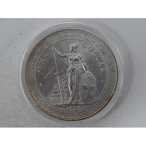 66 - Great Britain Silver Trade Dollar 1908, complete with COA