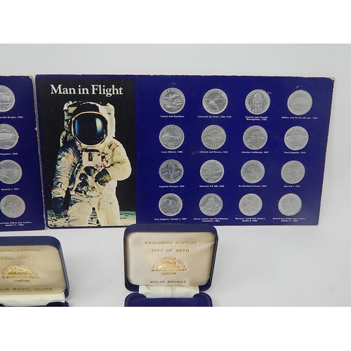 70 - Man in Flight set of 32 Coins; Castle Conwy Medallion in fitted case; St Pauls Cathedral Marriage of... 