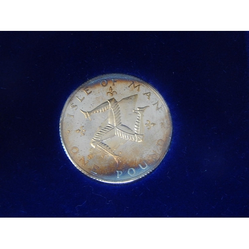 104 - Isle of Man Proof Silver £1 in fitted case; Marshall Islands 1991 Proof Silver $50 containing One Tr... 