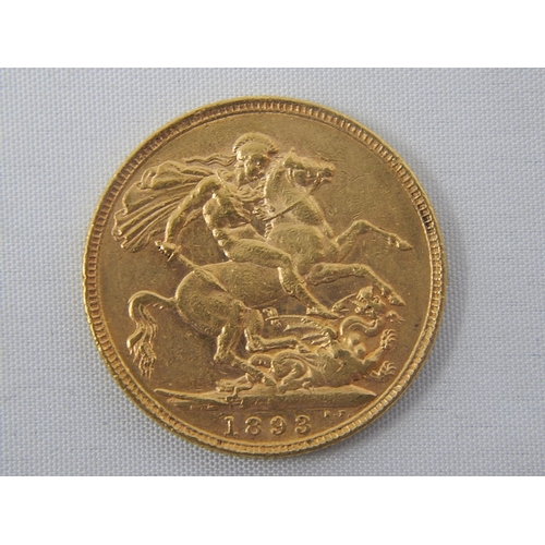 251 - Queen Victoria Full Gold Sovereign 1893