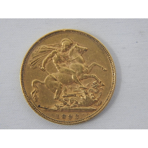 258 - Queen Victoria Full Gold Sovereign 1893