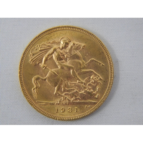 265 - King George V Full Gold Sovereign 1931