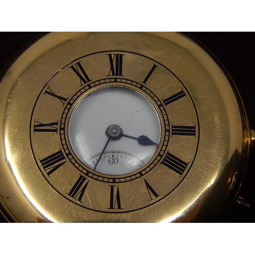 267 - 18ct Gold Gentleman's Half Hunter Pocket Watch with White Enamel Dial & Subsidiary Seconds Dial by P... 