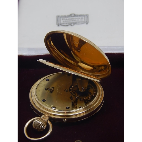 267 - 18ct Gold Gentleman's Half Hunter Pocket Watch with White Enamel Dial & Subsidiary Seconds Dial by P... 