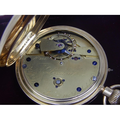 267 - 18ct Gold Gentleman's Half Hunter Pocket Watch with White Enamel Dial & Subsidiary Seconds Dial by P... 