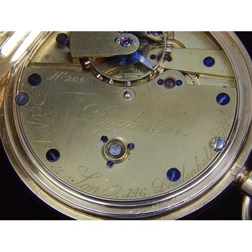 267 - 18ct Gold Gentleman's Half Hunter Pocket Watch with White Enamel Dial & Subsidiary Seconds Dial by P... 