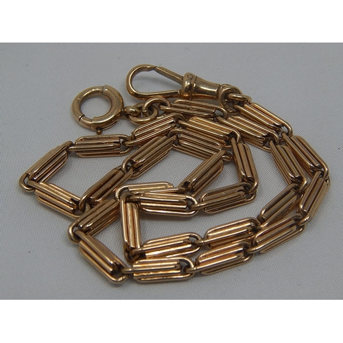 268 - 9ct Gold Fancy Panel Link Pocket Watch Chain: Length 35cm: Weight 25.2g