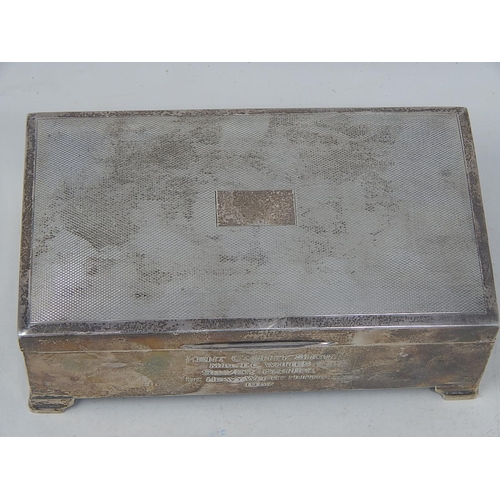 276 - Silver Cigarette Box with Cedar Lined Interior: Hallmarked Birmingham 1967 Howson Brothers: Measures... 