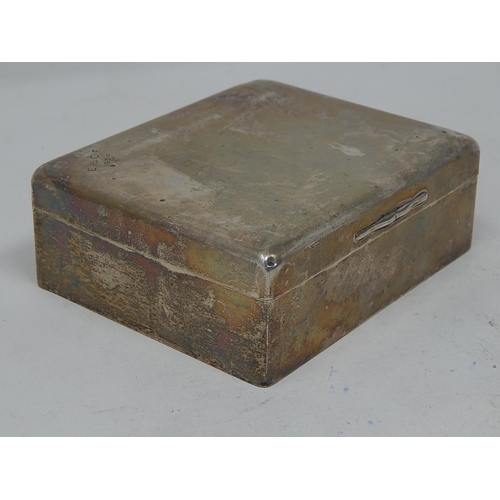 279 - Silver Cigarette Box: Hallmarked London 1928 Garrard & Co: Measures 10.5cm x 8.8cm