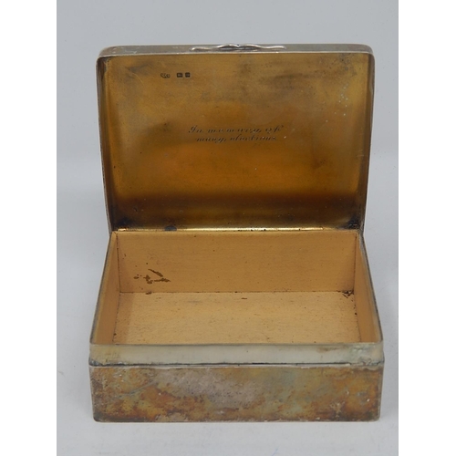 279 - Silver Cigarette Box: Hallmarked London 1928 Garrard & Co: Measures 10.5cm x 8.8cm