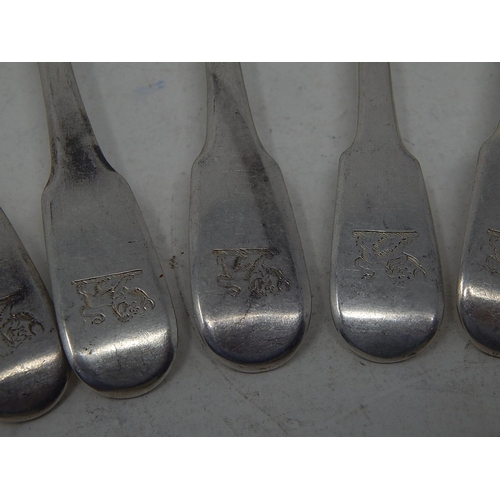 289 - Six C19th Silver Dessert Spoons: Various Dates & Makers: Length 17cm: Weight 258g