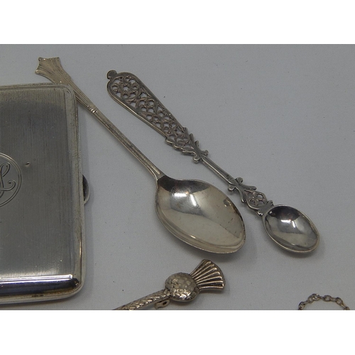 296 - Group of Hallmarked Silver to Include a Cigarette Case, Decanter Labels, Scottish Silver Letter Open... 