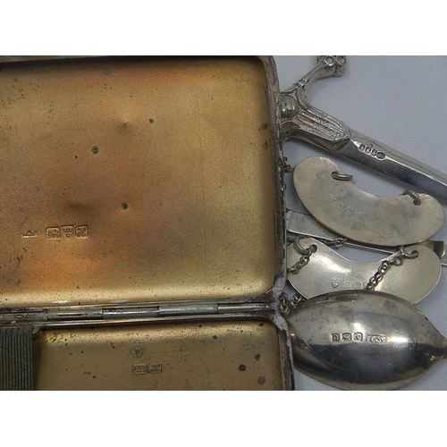 296 - Group of Hallmarked Silver to Include a Cigarette Case, Decanter Labels, Scottish Silver Letter Open... 