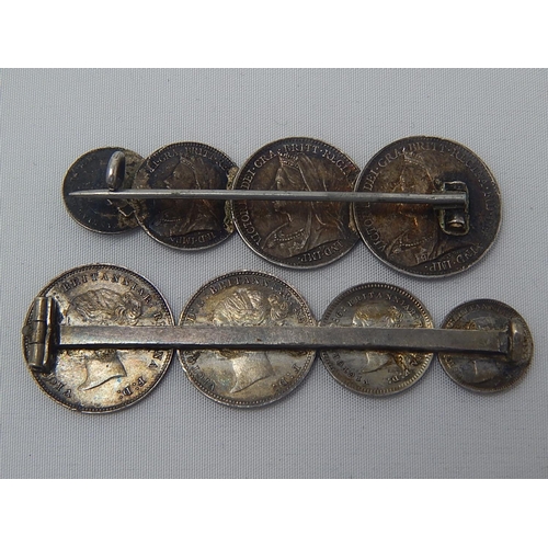 308 - Two Victorian Silver Maundy Money Brooches 1887 & 1896